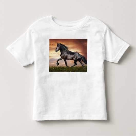 Mooie zwarte paard kinder shirts (Voorkant)