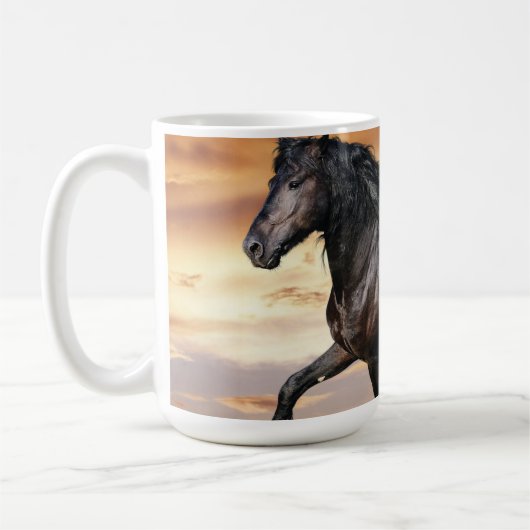 Mooie zwarte paard koffiemok (Links)