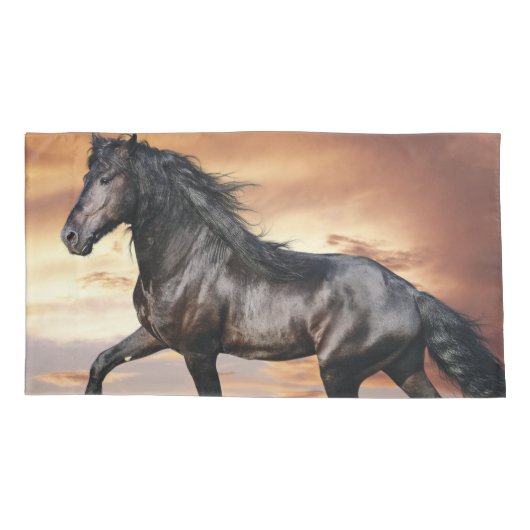 Mooie zwarte paard kussensloop (Achterkant)