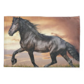 Mooie zwarte paard kussensloop (Achterkant-Links)