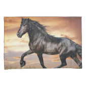 Mooie zwarte paard kussensloop (Voorkant-Rechts)