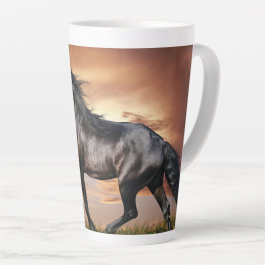 Mooie zwarte paard latte mok (Rechterhoek)