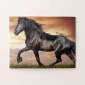 Mooie zwarte paard legpuzzel (Horizontaal)