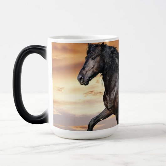 Mooie zwarte paard magische mok (Links)