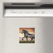 Mooie zwarte paard magneet (Insitu (Vaatwasser))