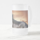 Mooie zwarte paard matglas bierpul (Voorkant rechts)