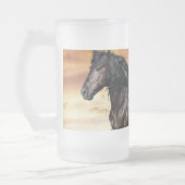 Mooie zwarte paard matglas bierpul (Links)