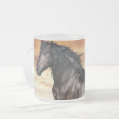 Mooie zwarte paard matglas koffiemok (Voorkant links)