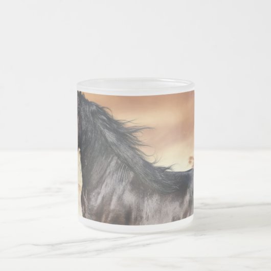 Mooie zwarte paard matglas koffiemok (Center)