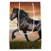 Mooie zwarte paard medium cadeauzakje (Achterkant)