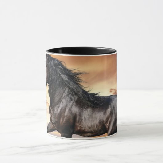 Mooie zwarte paard mok (Midden)