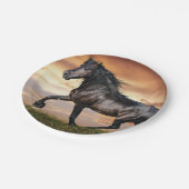 Mooie zwarte paard papieren bordje (Gekanteld)