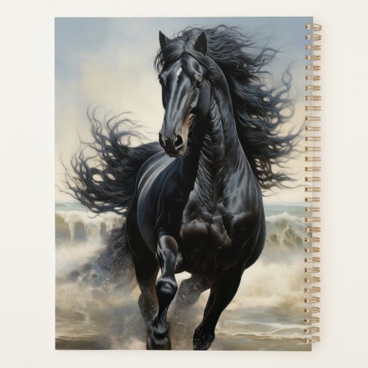 Mooie zwarte paard planner (Achterkant)