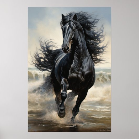 Mooie zwarte paard poster (Voorkant)