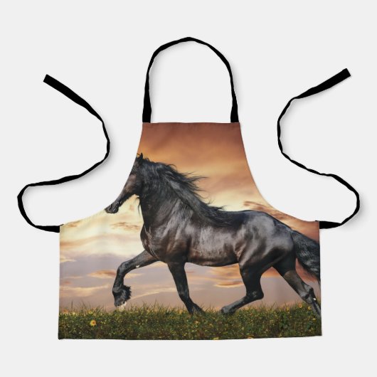 Mooie zwarte paard schort (Voorkant)