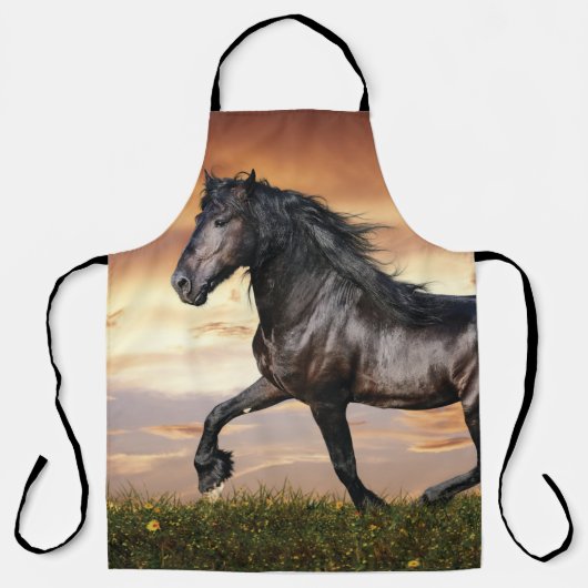 Mooie zwarte paard schort (Voorkant)