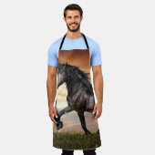 Mooie zwarte paard schort (Gedragen)