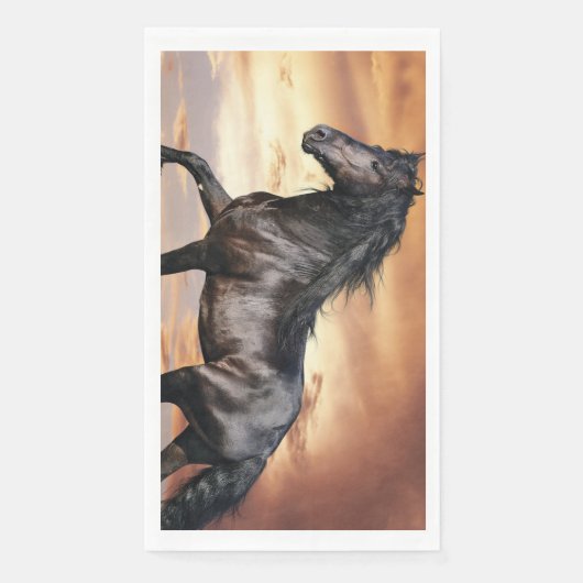 Mooie zwarte paard servet (Voorkant)