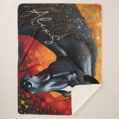 Mooie zwarte paard sherpa deken (Voorkant)