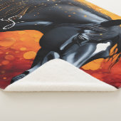 Mooie zwarte paard sherpa deken (3/4)
