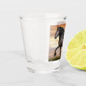 Mooie zwarte paard shot glas (Links)