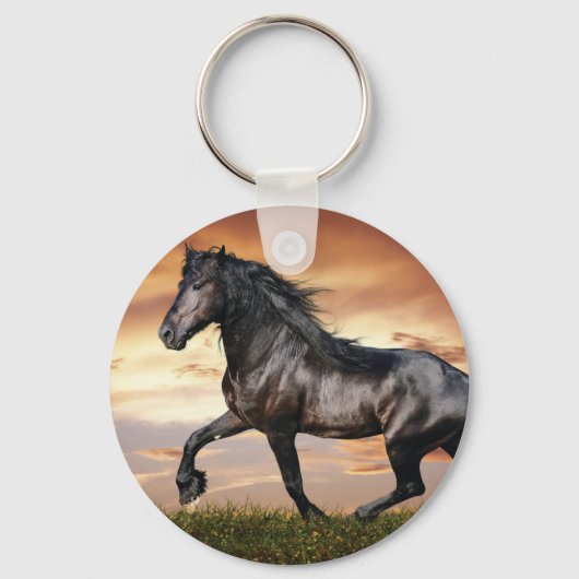 Mooie zwarte paard sleutelhanger (Voorkant)