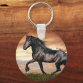 Mooie zwarte paard sleutelhanger (Voorkant)