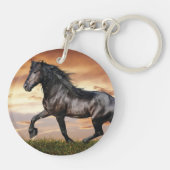 Mooie zwarte paard sleutelhanger (Achterkant)