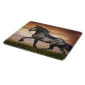 Mooie zwarte paard snijplank (Hoek)