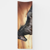 Mooie zwarte paard spandoek (Verticaal)