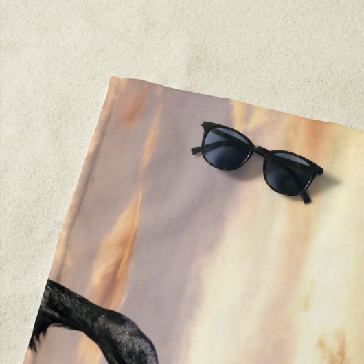 Mooie zwarte paard strandlaken (In situ)