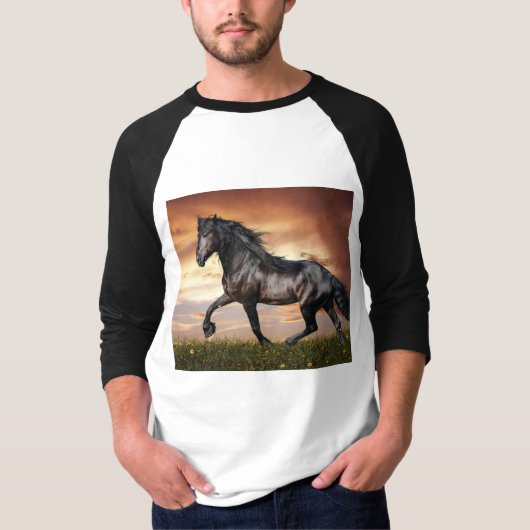 Mooie zwarte paard t-shirt (Voorkant)