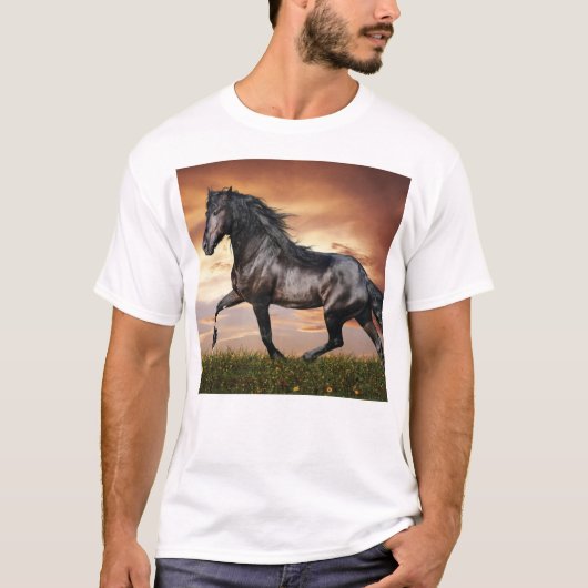 Mooie zwarte paard t-shirt (Voorkant)
