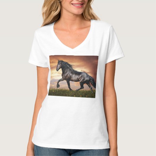 Mooie zwarte paard t-shirt (Voorkant)