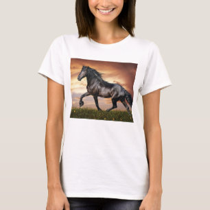 Mooie zwarte paard t-shirt