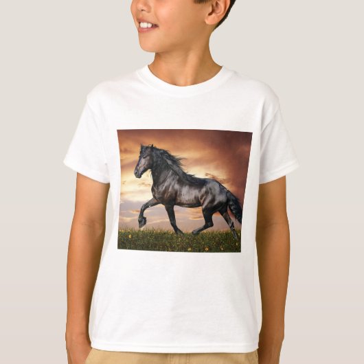 Mooie zwarte paard t-shirt (Voorkant)