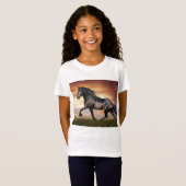 Mooie zwarte paard t-shirt (Voorkant volledig)