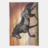 Mooie zwarte paard theedoek (Verticaal)
