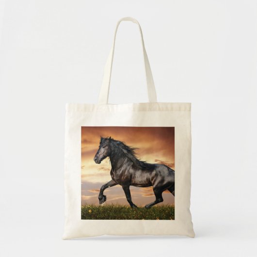 Mooie zwarte paard tote bag (Voorkant)
