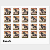Mooie zwarte paard vierkante sticker (Vel)