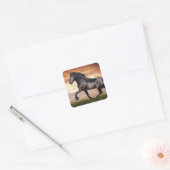 Mooie zwarte paard vierkante sticker (Envelop)