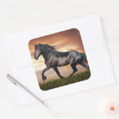 Mooie zwarte paard vierkante sticker (Envelop)