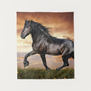 Mooie zwarte paard wandkleed