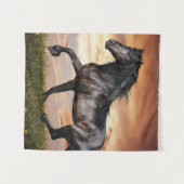 Mooie zwarte paard wandkleed (Voorkant (horizontaal))