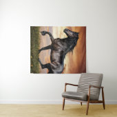 Mooie zwarte paard wandkleed (In Situ (horizontaal))