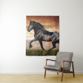 Mooie zwarte paard wandkleed (In situ)