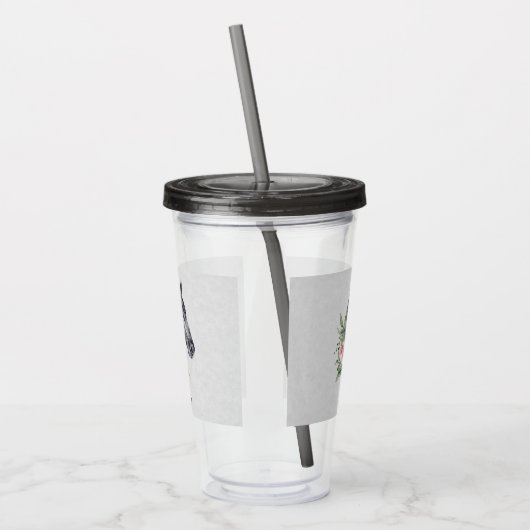 Mooie zwarte paarse kop portret Waterverf Acryl Drinkbeker (Links)