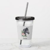 Mooie zwarte paarse kop portret Waterverf Acryl Drinkbeker (Achterkant)