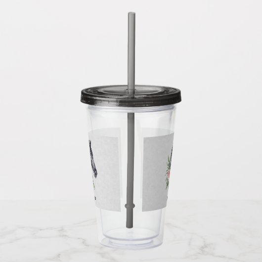 Mooie zwarte paarse kop portret Waterverf Acryl Drinkbeker (Rechts)