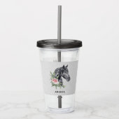 Mooie zwarte paarse kop portret Waterverf Acryl Drinkbeker (Voorkant)